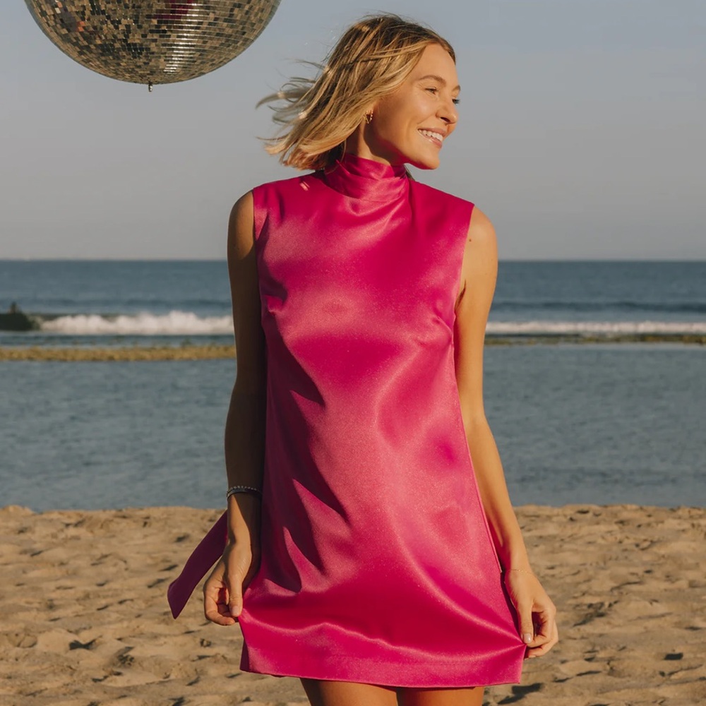 Daily Drills Silk Mini Dress with Neck Tie